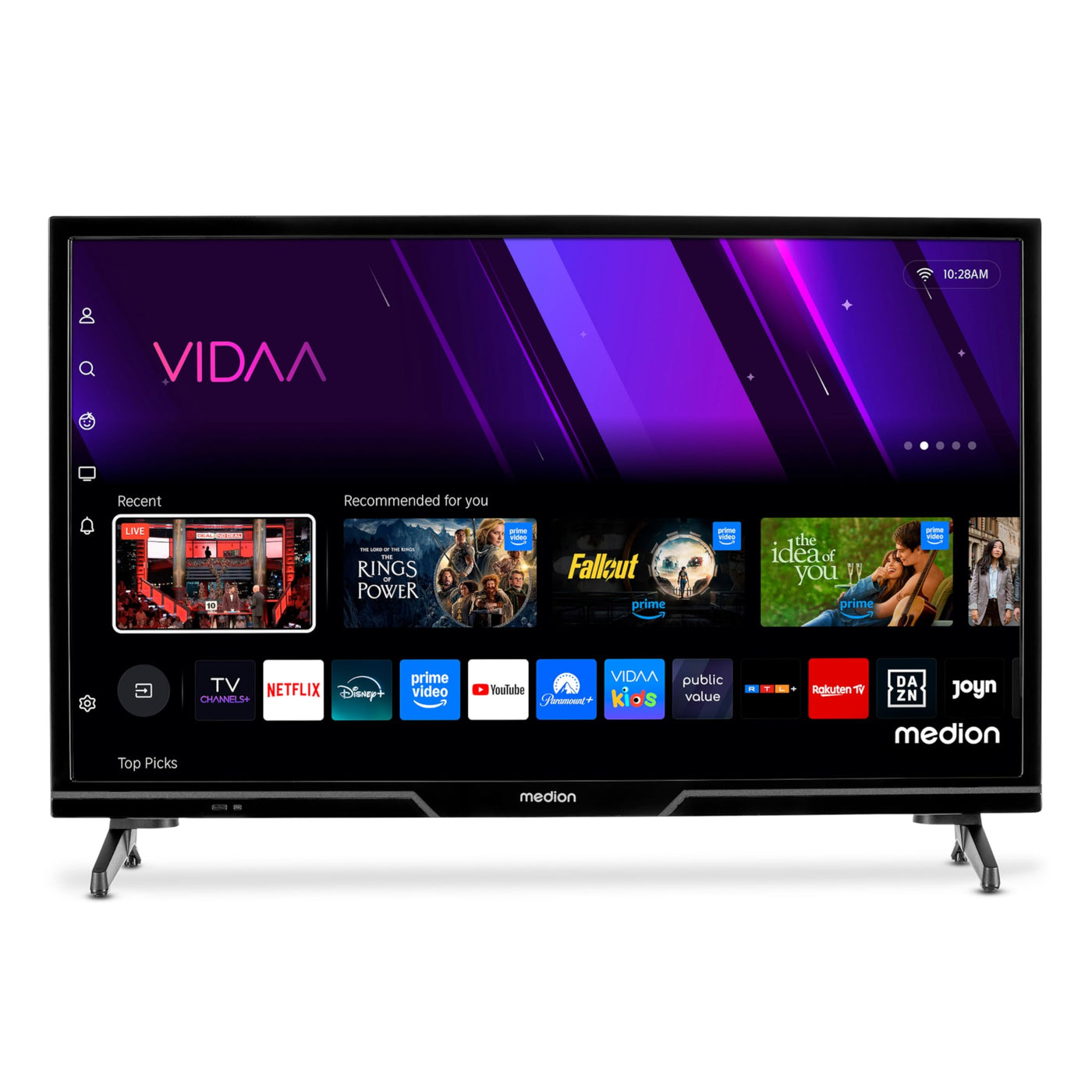 MEDION 59,8 cm (24 Zoll) HD Fernseher (Smart-TV, HDR, VIDAA Store, Netflix, Prime Video, Disney+, DAZN, Paramount+, HbbTV, PVR, Bluetooth, MD 824101)