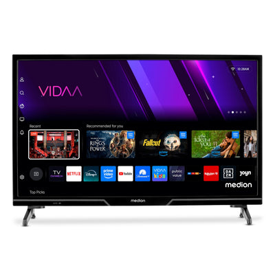 MEDION 59,8 cm (24 Zoll) HD Fernseher (Smart-TV, HDR, VIDAA Store, Netflix, Prime Video, Disney+, DAZN, Paramount+, HbbTV, PVR, Bluetooth, MD 824101)
