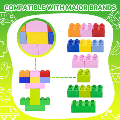 Mirthben 120 Stück Große Bausteine Set, 2 Formen und 8 Farben Bauklötze, Kompatibel mit Duplo Steine und Allen führenden Marke, Bunte Bauspielzeug für Kinder ab 3 Jahren