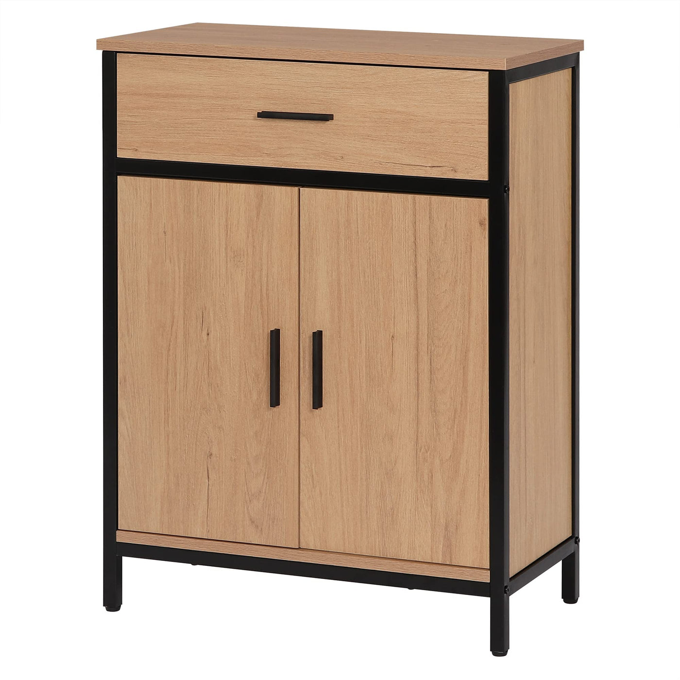 EUGAD Badezimmerschrank mit 1 Schublade 2 Türen, freistehender Badschrank, Badkommode mit verstellbarem Regal, Aufbewahrungsschrank für Wohnzimmer Küche Flur, 60x80x30 cm