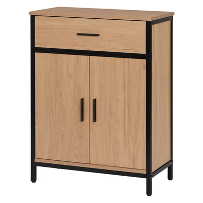 EUGAD Badezimmerschrank mit 1 Schublade 2 Türen, freistehender Badschrank, Badkommode mit verstellbarem Regal, Aufbewahrungsschrank für Wohnzimmer Küche Flur, 60x80x30 cm