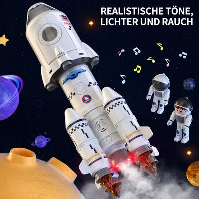 TEMI Space Shuttle Rakete Spielzeug für 3 4 5 6 7 8 9 Jahre Kinder Wissenschaft Lernspielzeug 5-in-1 STEM mit 2 Astronauten, Projektionslampe, Weltraumspielzeug Geschenk Jungen Mädchen