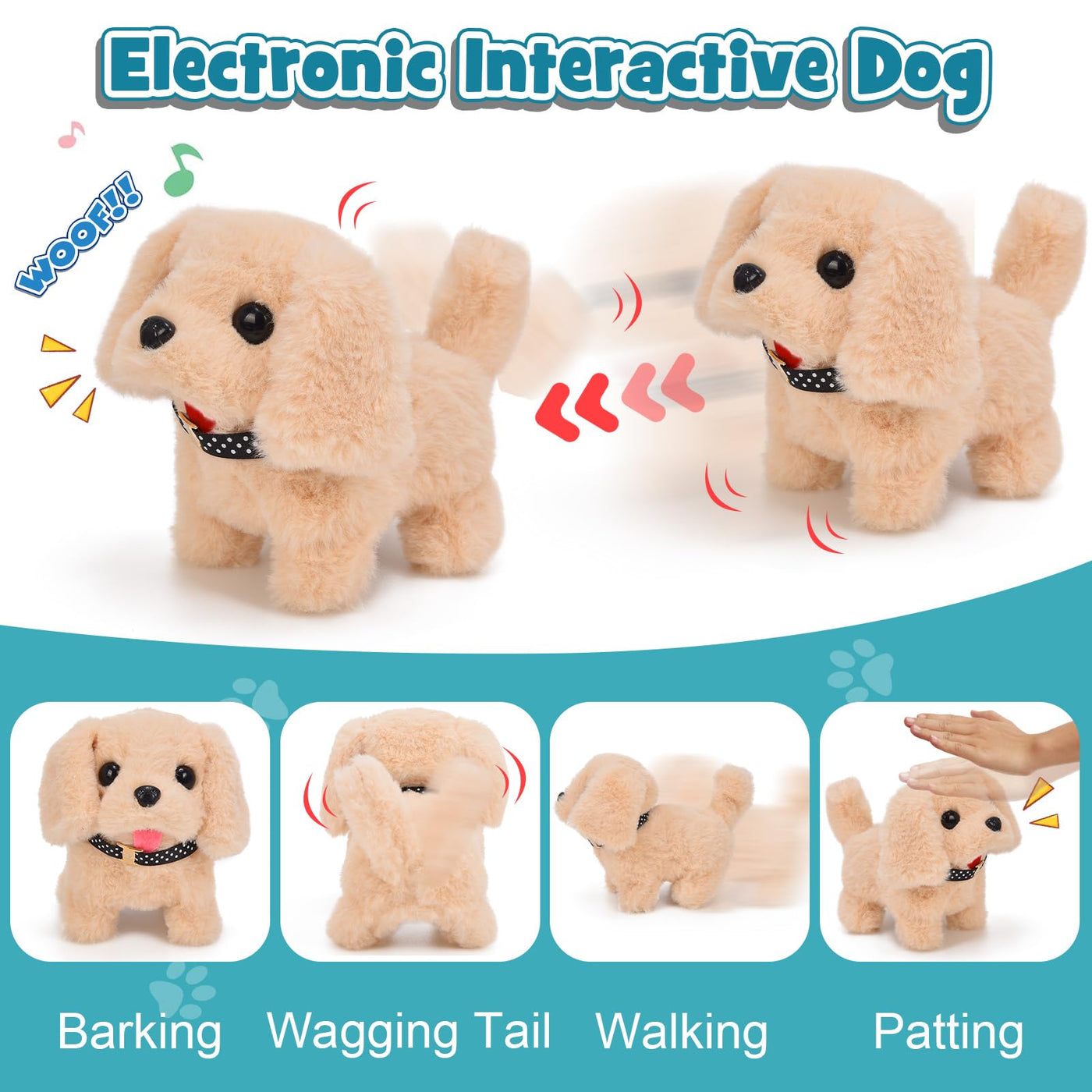 Tierarzt Spielzeug Kinder mit Elektrisch Plüsch Hund Spielzeug der Läuft Bellt Schwanzwedelt, Arzt Kostüm, Hundekäfig Tierarztkoffer Interaktiv Hund Geschenk Spielzeug Kinder Mädchen 3 4 5 6 Jahre