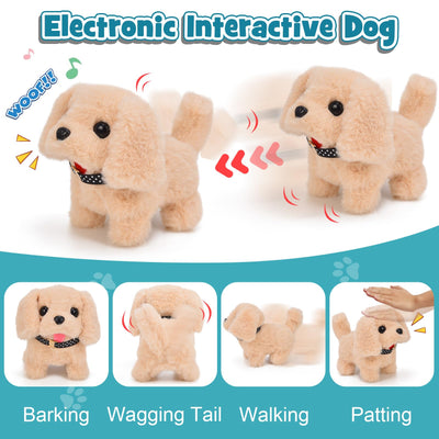 Tierarzt Spielzeug Kinder mit Elektrisch Plüsch Hund Spielzeug der Läuft Bellt Schwanzwedelt, Arzt Kostüm, Hundekäfig Tierarztkoffer Interaktiv Hund Geschenk Spielzeug Kinder Mädchen 3 4 5 6 Jahre