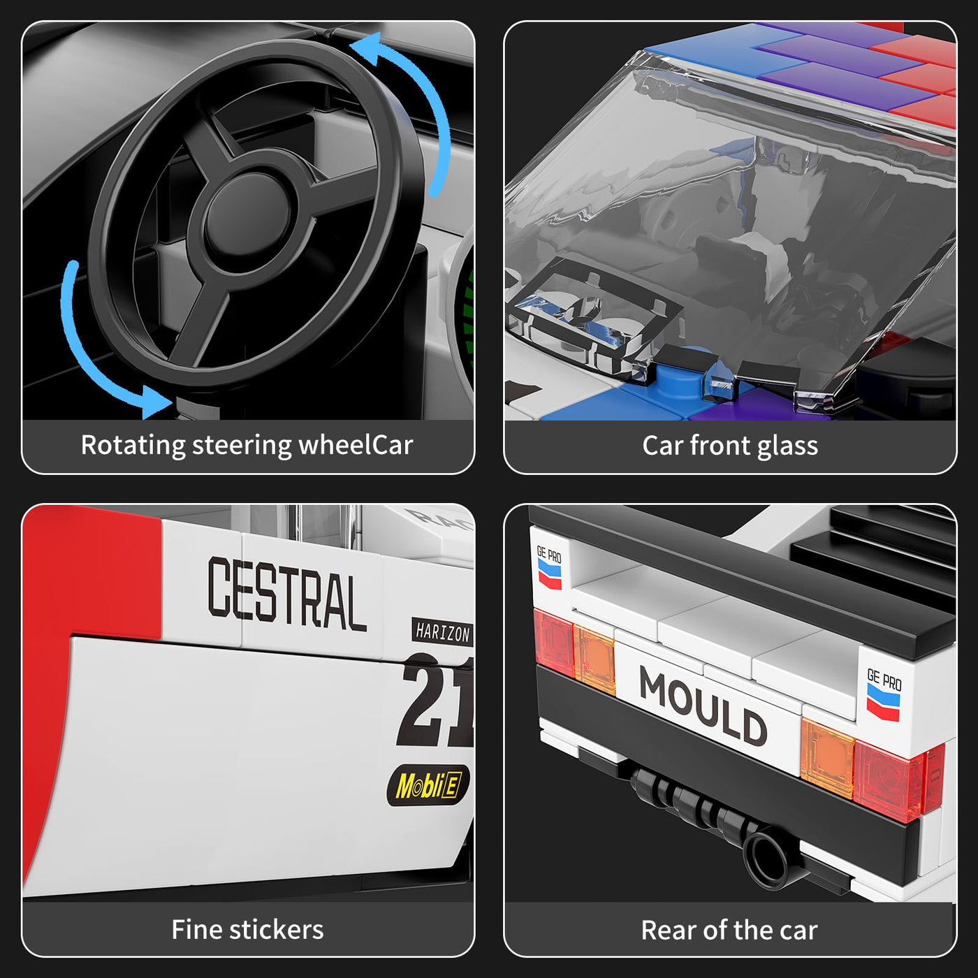 Mould King 27062 Technik Speed Champion Auto Bausteine M1 Rennwagen Klemmbausteine Sportwagen Bauspielzeug mit Acryl Vitrine Modellautos zum Sammeln (363 Teile)