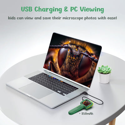 Mikroskop für Kinder, Thinkaroo 2-in-1-Funktion Tragbares Taschenmikroskop und Kamera, 2,4" IPS-Bildschirm USB Microscope, Mini-Mikroskop Draussen ab 3-12 Jahren Jungen und Mädchen