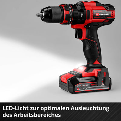 Einhell Akku-Schlagbohrschrauber TE-CD 18/44 Li-i (1x2,5Ah) Power X-Change (18 V, 44 Nm, Schlagbohrfunktion, 13 mm Metallbohrfutter, 2-Gang, inkl. 2,5 Ah Akku & Ladegerät)
