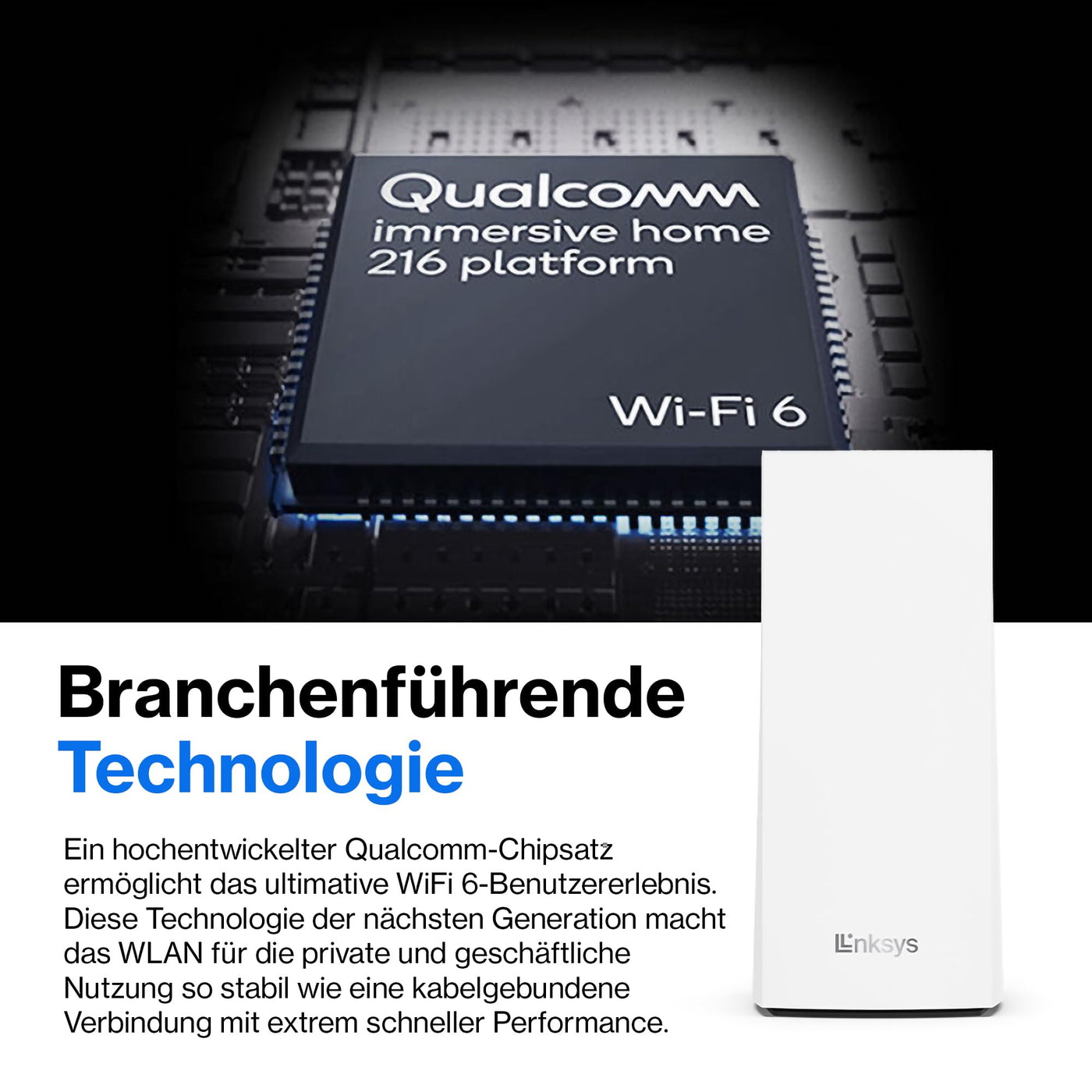 Linksys Velop MX4200 Tri-Band Mesh-WiFi 6-System (AX4200) WLAN-Router mit bis zu 260 m² Funkabdeckung, 3,5-mal schneller, für mehr als 40 Geräte – 1er-Pack, Weiß