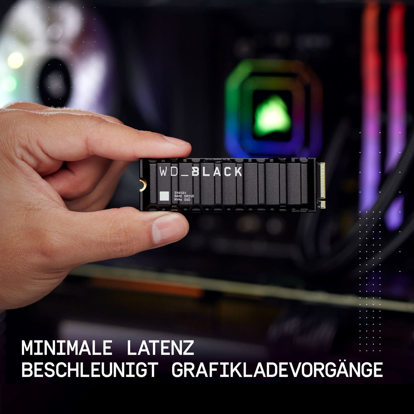 WD_BLACK SN850X NVMe SSD mit Heatsink 2 TB interne SSD (Gaming Speicher, PCIe Gen4-Technologie, Lesen 7.300 MB/s, Schreiben 6.600 MB/s) Schwarz