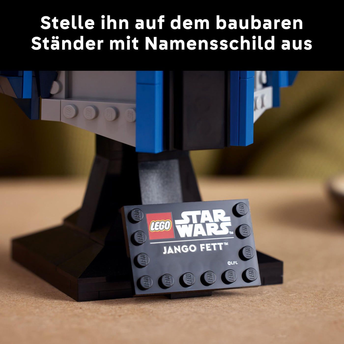 LEGO Star Wars 75408 Jango Fett Helm - Mandalorian Bauset für Erwachsene - Modell mit Ständer, Namensschild und Verstellbarer Antenne - Geschenk für Fans von Angriff der Klonkrieger