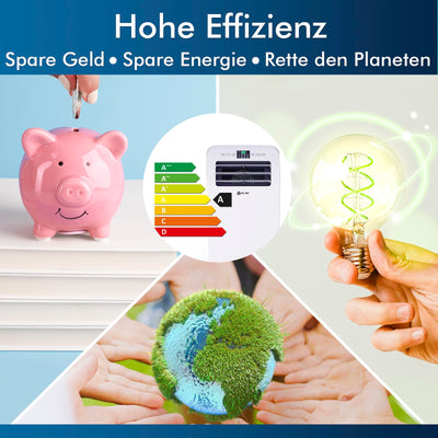 KLIM AC12000 | Leistungsstarke und Leise Mobile Klimaanlage mit 12.000 BTU + NEU 2024 + mit Integrierter Entfeuchtungsfunktion, Ventilator und Kühlmodus + Fernbedienung + 5 JAHRE SCHUTZ