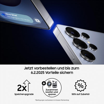 Samsung Galaxy S25 Ultra AI Smartphone mit Galaxy AI, ohne Vertrag, AI Handy mit Android, 12 GB RAM, 256 GB Speicher, 200-MP-Kamera, Titanium Silverblue, 3 Jahre Herstellergarantie