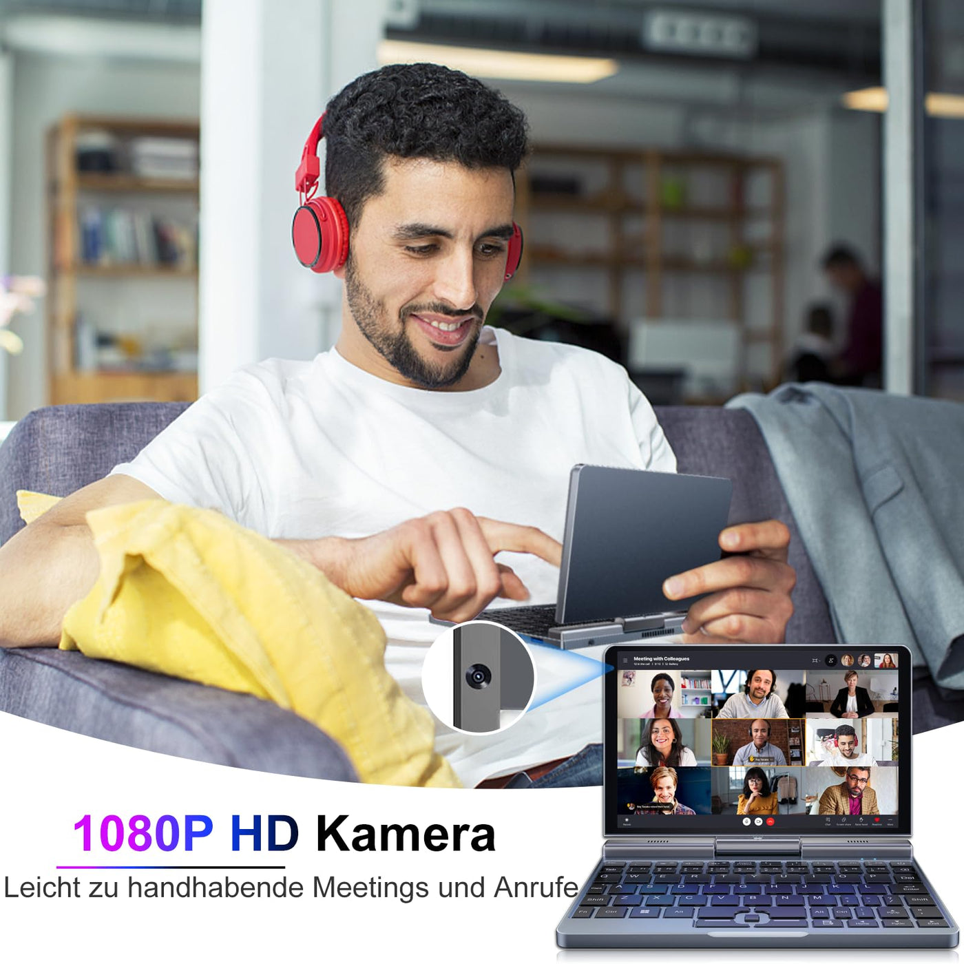 KOOSMILE 8" Touchscreen Laptop, Mini Laptops 2 in 1 Laptop mit Tastatur 12 GB LPDDR5-RAM, 512 GB/1 TB SSD, Wi-Fi 6, BT 5.2, HDMI, 2-MP-Kamera, Convertible Computer (N150-12GB+512GB)