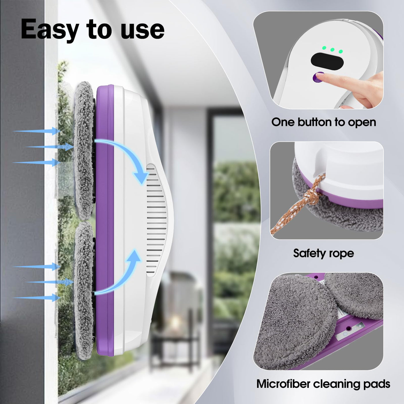 CHOVERY CL-2 Fensterputzroboter, der Fensterputzroboter Fenster Roboter mit Fernbedienung, automatischer Fensterputzer, Fensterreiniger Roboter, Glasreinigungsroboter, 3000 Pa Fenstersauger