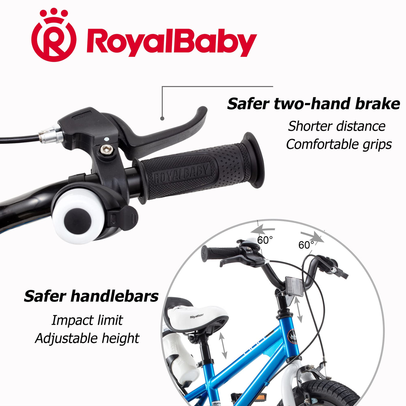 RoyalBaby Kinderfahrrad Mädchen Junge Freestyle BMX Fahrrad Kids Kinderfahrrad 14 Zoll Blau