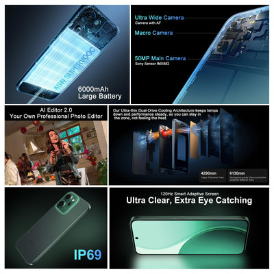 OPPO Reno14 FS 5G 12+512GB Smartphone ohne Vertrag, Simlockfreies AI Handy Android, 120Hz 6,57" AMOLED, 50MP AI Kamera, 6000mAh Akku, SUPERVOOC 45W, Snapdragon 6 Gen 1, IP69, Dual SIM, NFC, Grün