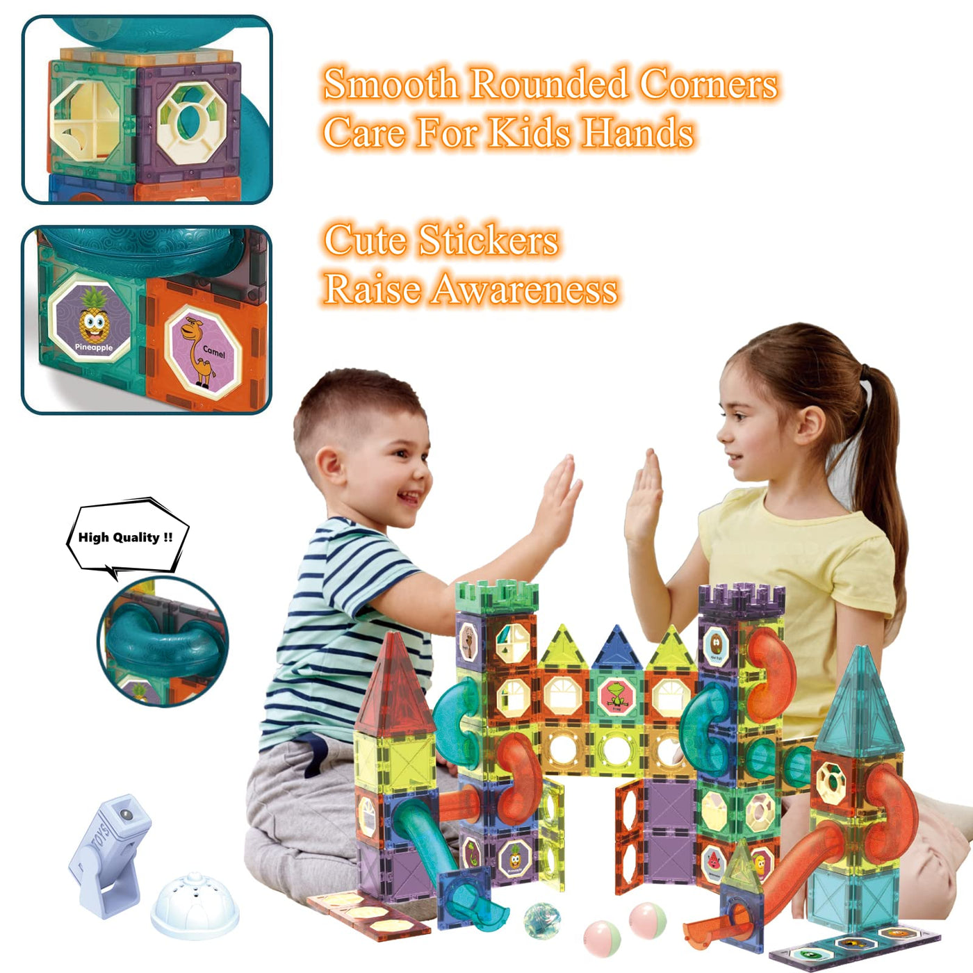 BINZKBB Magnetische Bausteine Magnet 110 Teile Konstruktion Bauen Blöcke Set,Montessori Spielzeug für Kinder ab 5 6 7 8 9 10+Jahre Alt,Ideales pädagogisches Spielzeug Mädchen Jungen Geschenk