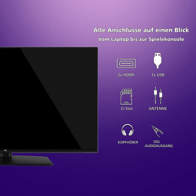 JVC 40 Zoll Fernseher LT-40VF4455 Full HD Fernseher mit 102 cm Bildschirmdiagonale und integriertem Triple-Tuner, LED TV schwarz