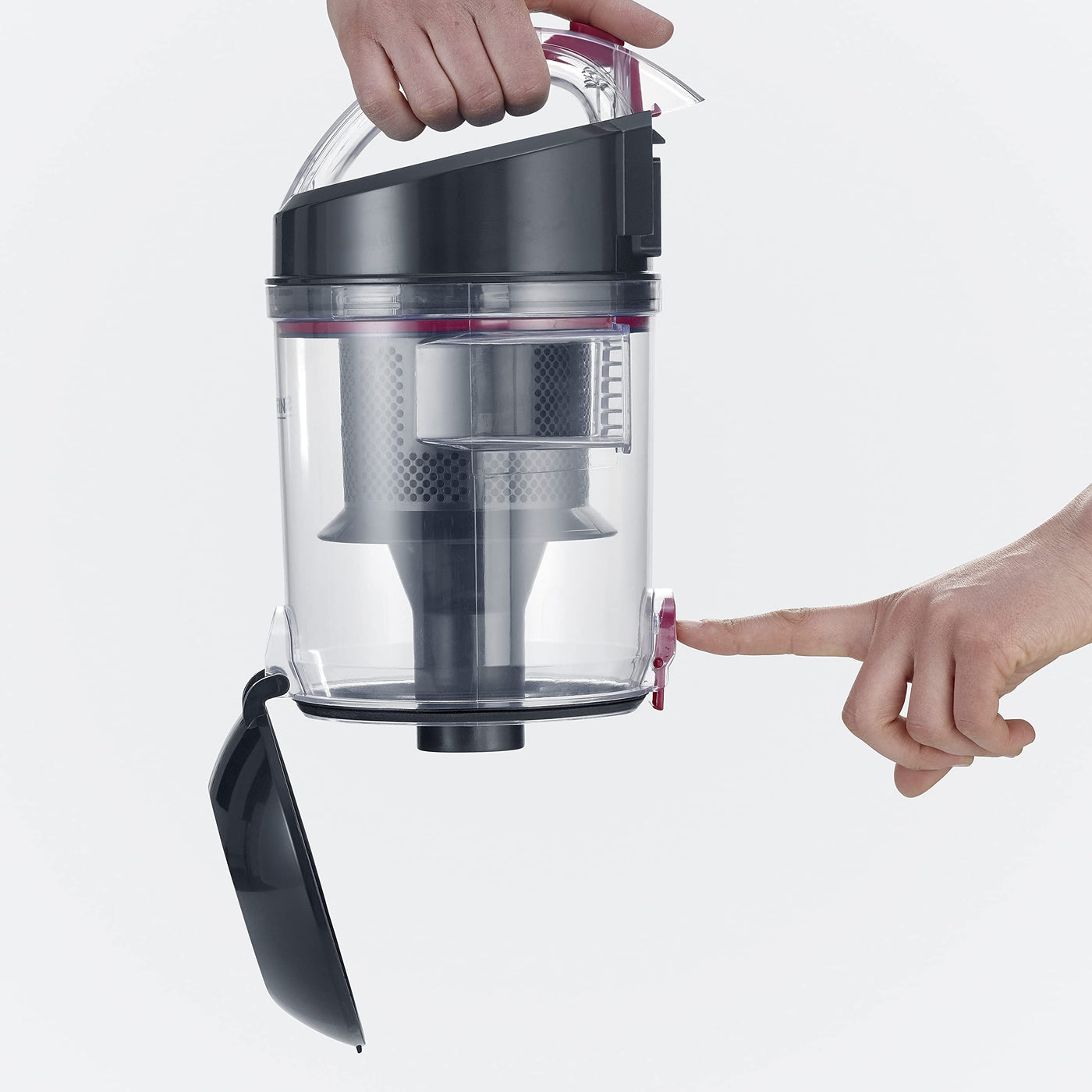 SEVERIN Beutelloser Zyklon-Staubsauger, Bodenstaubsauger für konstante Saugkraft, Staubsauger ohne Beutel mit 800 Watt und 9 m Aktionsradius, 2,1 L, schwarz-rot, CY 7089