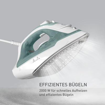 Tefal Virtuo 30 Dampfbügeleisen, 2000 W, 27 g/Min. Dampfabgabe, 120 g/Min. Dampfstoß, 30 Sek. Aufheizzeit, Vertikaldampf, Tropfstopp, Präzisionsbügelspitze, Eukalyptus, FV2C42E0