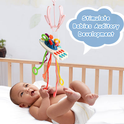 Montessori-Spielzeug, Silikon-Zugschnur-Aktivitätsspielzeug, sensorisches Spielzeug für Kleinkinder, Reisespielzeug für Babys, Geschenk zur Entwicklung feinmotorischer Fähigkeiten für 18 Monate+