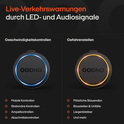 OOONO CO-Driver NO2 [NEUES Modell 2024] - Optimierter CO-Driver fürs Auto - Warnt vor Blitzern und Gefahrenstellen - Wiederaufladbar - LED-Anzeige - CarPlay & Android Auto kompatibel, Normal