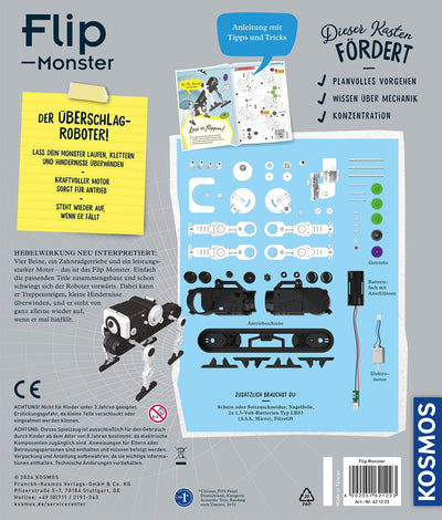KOSMOS 621223 Flip-Monster, Dynamik-Bot, Roboter Bausatz mit innovativem Überschlagsantrieb, Spielzeug Roboter für Kinder ab 8 Jahre, Technik Bausatz, Experimentierkasten Technik