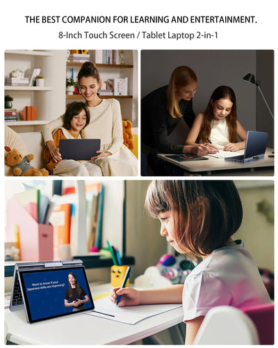8-Zoll 2-in-1 Mini-Laptop mit QWERTZ-Tastatur, drehbarem HD-Touchscreen & Stiftunterstützung, Windows 11 Pro, N150, 12GB RAM, 1TB SSD, Wi-Fi 6, BT 5.2, HDMI, Typ-C, 2MP Kamera