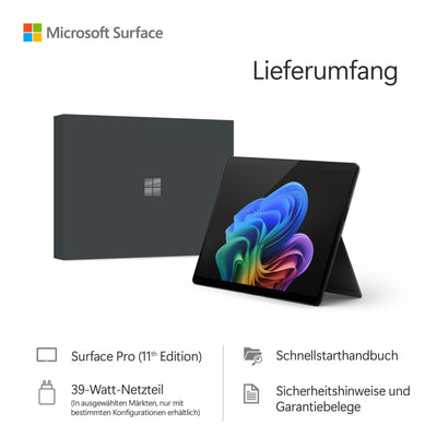 Microsoft Surface Pro | Copilot+ PC | 13” OLED Touchscreen | Snapdragon® X Elite (12 Kerne) | 16GB RAM | 256GB SSD | neuestes Modell, 11. Edition | Schwarz | exklusiv auf Amazon