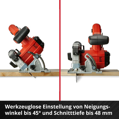 Einhell Akku-Handkreissäge TE-CS 18/150 Li-Solo Power X-Change (18 V, Li-Ion, Ø150 x Ø10 mm Sägeblatt, Schnitttiefe + Neigungswinkel werkzeuglos einstellbar, LEDs, ohne Akku und Ladegerät)