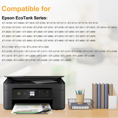 LeciRoba E-104 für epson 104 103 102 Ecotank Multipack use with ET-2710 ET-2711 ET-2712 ET-2714 ET-2715 ET-2720 ET-2721 ET-2726 ET-2810 ET-2815 ET-2820 ET-2821 ET-2825 ET-2826 ET-4700 ET-4800 (5 PK)