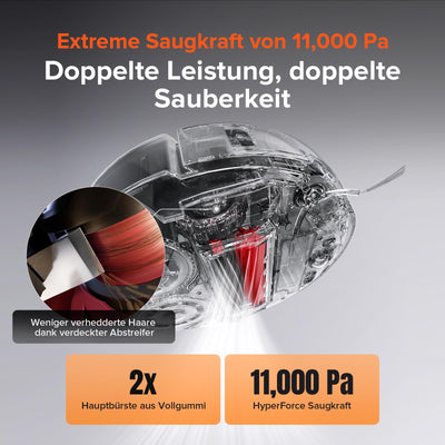 roborock Qrevo Slim Saugroboter mit Wischfunktion – 8,2 cm Ultra-Slim Design, StarSight™ 3D ToF Navigation, 11,000Pa HyperForce Saugleistung, 8-in-1 Dock, FlexiArm Seitenbürste