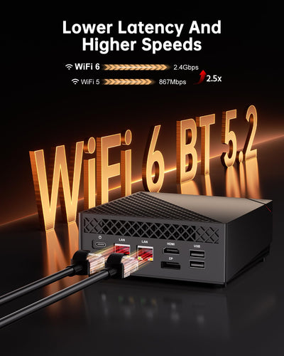 NiPoGi AM06 PRO Mini PC АMD Ryzen 7 5825U(8C/16T, bis zu 4,5 GHz), 16GB DDR4 512GB M.2 SSD Mini Desktop Computer WiFi 6, Dual LAN, DP/HDMI 2.0/Type-C 4K Triple Display Mini-PC mit VESA für Schule/Büro