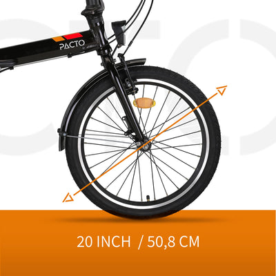 PACTO Five - Hollandrad Hochwertiges Klappfahrrad 27cm Aluminiumrahmen Bike 20 Zoll Aluminiumräder Bicycle, 6 Speed Shimano Gänge Faltrad Klapprad Fahrrad Klappfahrrad Für Erwachsene