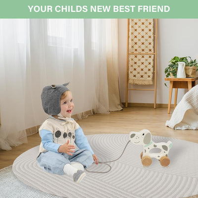 Babyspielzeug Auto, hölzerne ziehen entlang Kleinkind Spielzeug, Entwicklungsspielzeug für 1 Jahr alt Mädchen Junge Geburtstag Geschenk