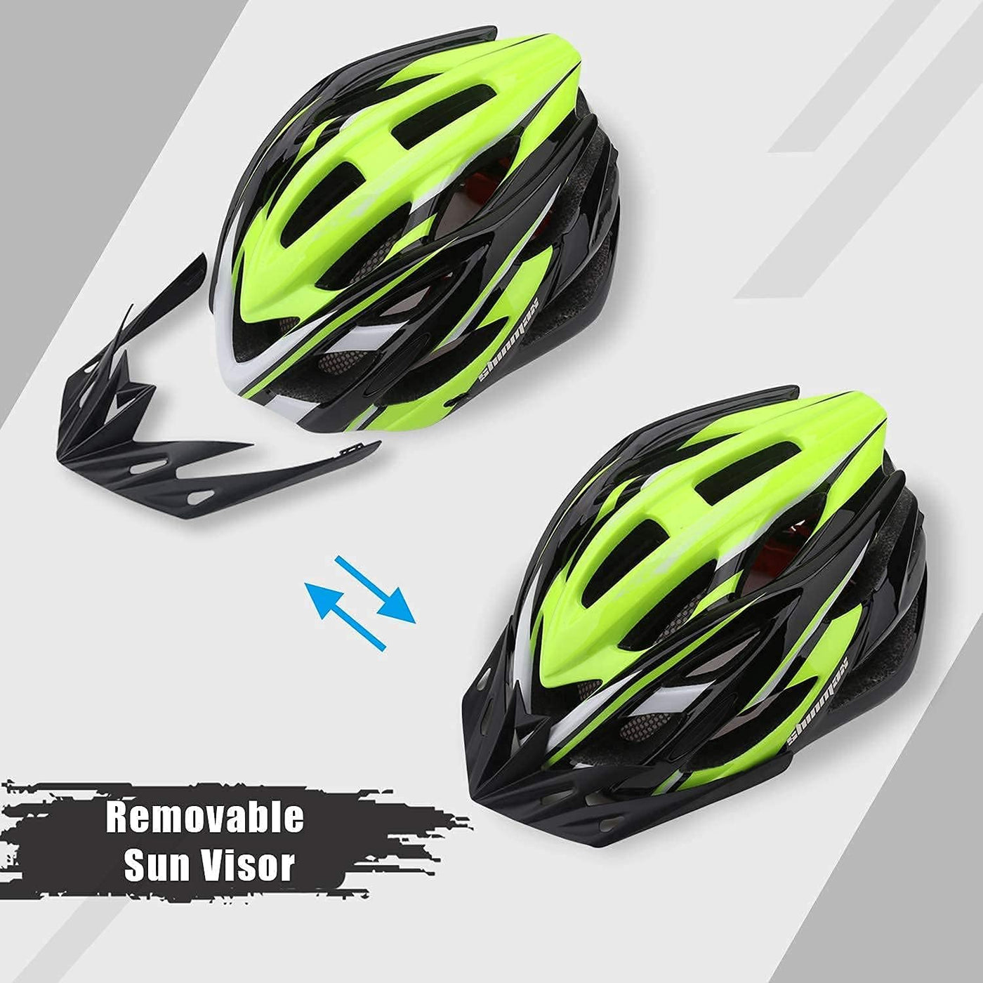Shinmax Fahrradhelm Herren Damen Fahrradhelm mit Licht Fahrrad Helm mit Visier Helm Fahrrad Superleicht Einstellbare MTB Erwachsenen mit Aufbewahrungstasche (Dunkelgrün)
