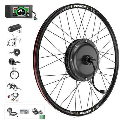 Varstrom E-Bike-Umrüstkit 48V 1000W Hinterrad-Brushless Nabenmotor Kits mit 500C LCD Display, Ebike Conversion Kit Hinterradmotor passend für 27,5 Zoll