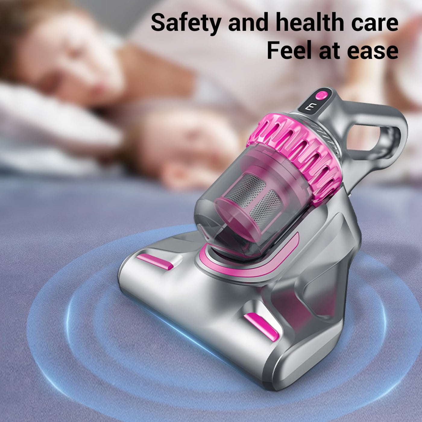 Hyuduo Matratzenstaubsauger, Kabelloser 3-in-1-Hand-Bettkissen-Sofa-Reiniger, Grau, mit LCD-Display und HEPA-Filter, für die Reinigung von Betten, Matratzen, Kissen, Sofas und Autos