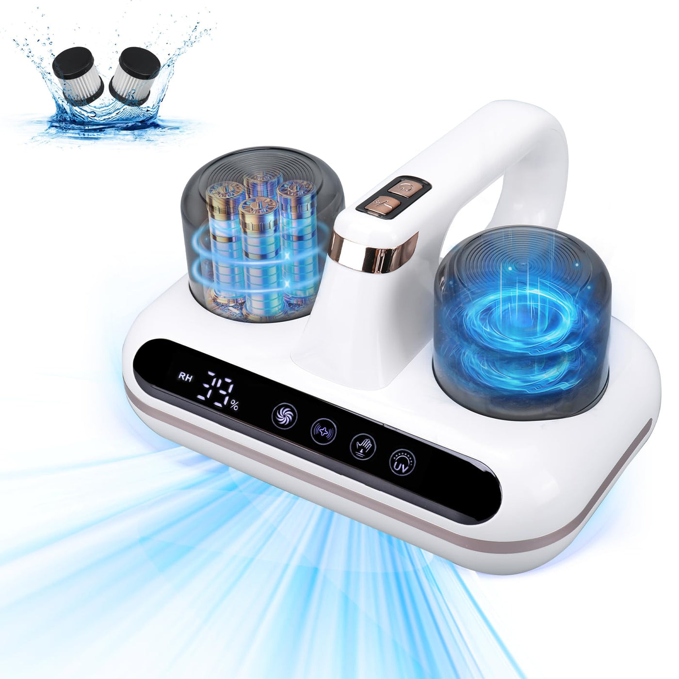 kswiown Milbensauger für Matratzen, 10KPA Milbenstaubsauger mit UV-Licht, Starke Saugkraft Milbensauger mit 3pcs HEPA Filter, Handstaubsauger zur Entfernung von Staubmilben Bakterien Allergenen