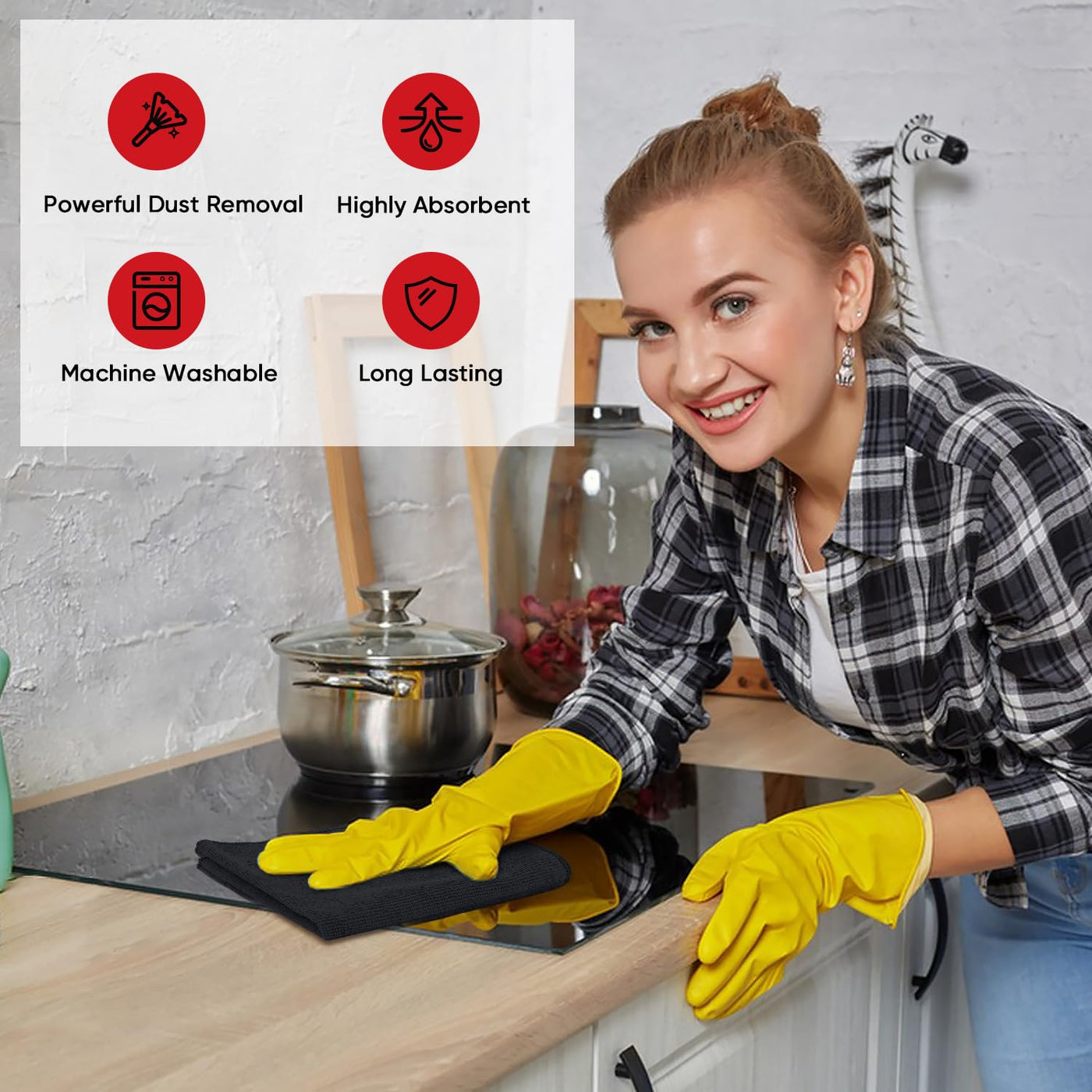 AIDEA Microfasertücher Mikrofasertücher 24 Pack, Wiederverwendbare Mikrofasertuch ReinigungstüCher, Fusselfrei, Streifenfrei Staubtuch für Haus, Küche, Auto, Motorrad, Fenster, 30 X 40 cm