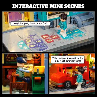 Lumibricks Stadtleben Spielzeugladen Beleuchtung Klemmbausteine Haus, 3086Pcs Modular Building, 2-in-1 Bauhaus & Puppenhaus, Geschenkidee für Jugendliche & Erwachsene Spielzeugfans, L9100