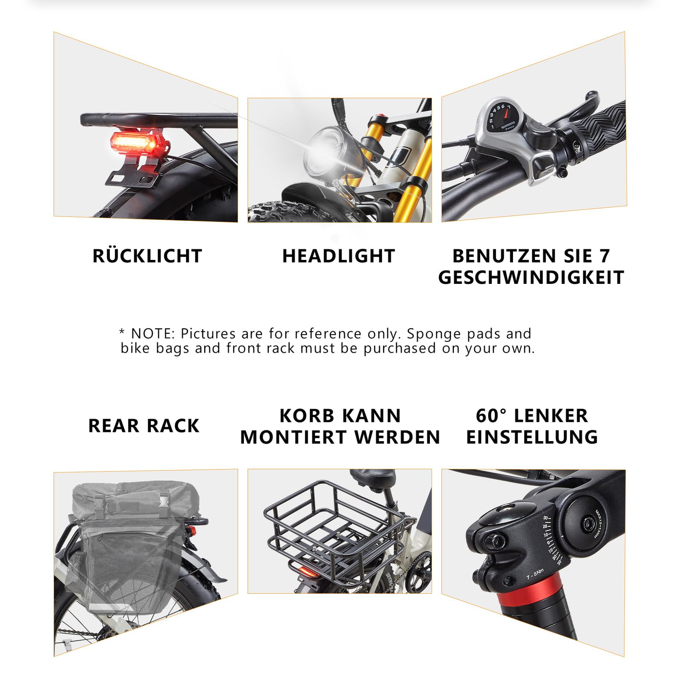 Ficyacto Elektrofahrräder 20x4.0 Zoll E-Bike Herren Damen Mit 48V 20AH Akku All-Terrain E-Mountainbike,7-Gang-Getriebe,Vollfederung City Ebike