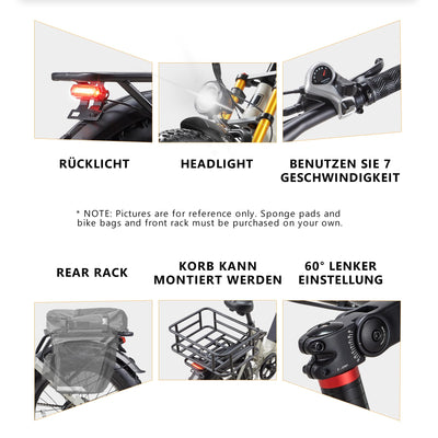 Ficyacto Elektrofahrräder 20x4.0 Zoll E-Bike Herren Damen Mit 48V 20AH Akku All-Terrain E-Mountainbike,7-Gang-Getriebe,Vollfederung City Ebike