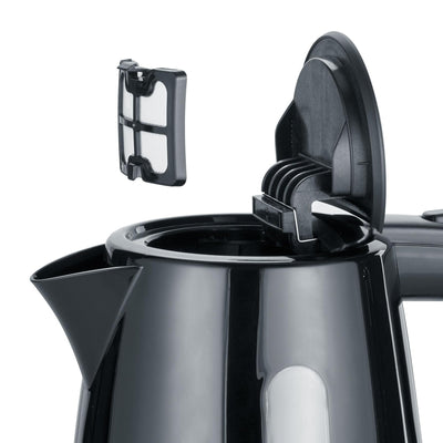 SEVERIN Wasserkocher 1,0 L, leistungsstarker und kompakter Wasserkocher in hochwertigem Design, elektrischer Wasserkocher mit Kalkfilter, schwarz, WK 3410