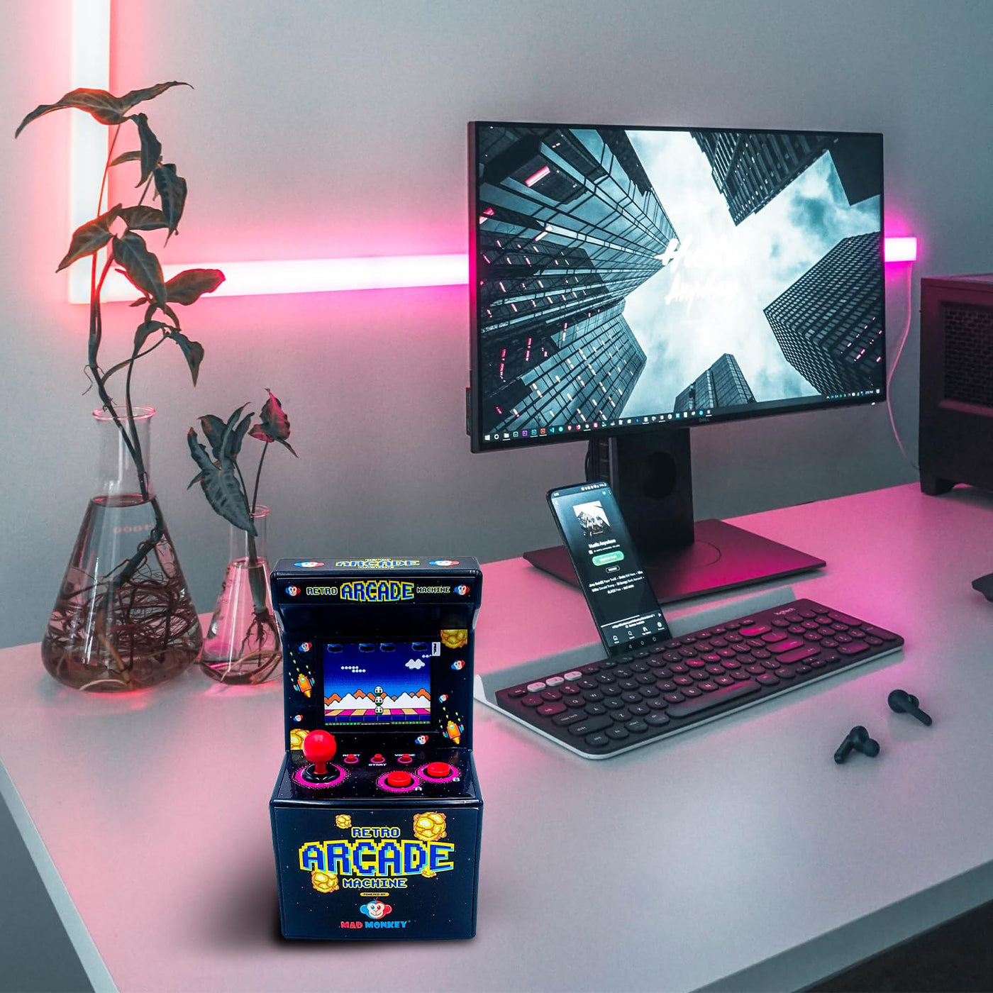 Retro Konsole mit 240 Spielen - 8 Bit Arcade Maschine in 2.5 Zoll - Perfekte Retro Spielekonsole für Gaming Fans - Mini Arcade für pure Nostalgie