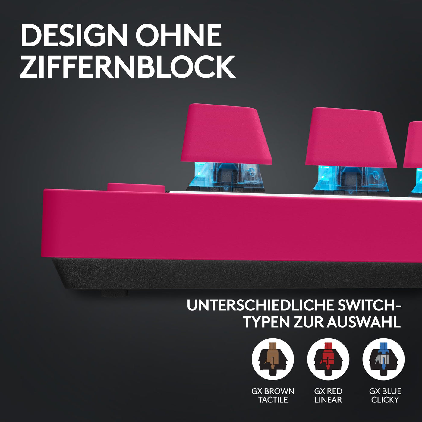 Logitech G PRO X TKL LIGHTSPEED kabellose Gaming-Tastatur, ultramobiles Design ohne Ziffernblock, LIGHTSYNC RGB, PBT-Tastenkappen, Tactile Switches (GX Brown), QWERTZ Deutsches, PC - Magenta