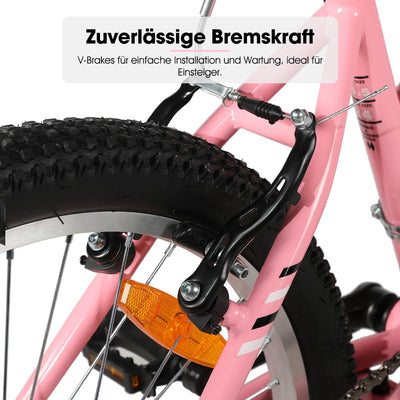 HILAND 26 Zoll Damen Mountainbike, Fahrrad für Mädchen & Frauen, 18-Gang MTB Fahrrad mit V-Bremse vorne & hinten, Robuster Stahlrahmen Mountainbike, Rosa