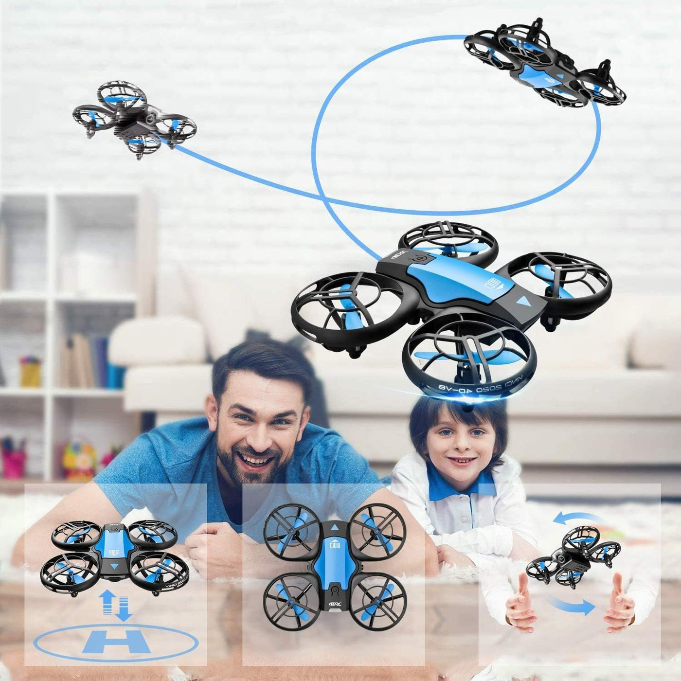 4DRC Mini Drohne für Kinder Handbetriebener RC Quadcopter mit 3 Batterien Längere Flugzeit, Höhenhaltung, Headless-Modus, Throwing GO, 3D Flip und 3 Geschwindigkeitsmodi Flugzeug für Anfänger, Blau