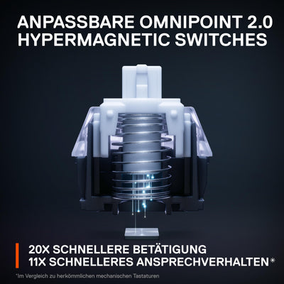 SteelSeries Apex Pro HyperMagnetic Gaming-Tastatur – Die schnellste Tastatur der Welt – Anpassbares Ansprechverhalten – OLED-Bildschirm – RGB – USB-Passthrough – Deutsches Tastatur (QWERTZ)