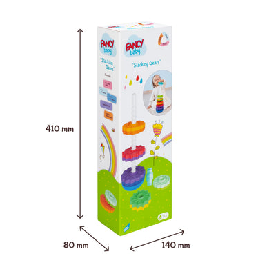 FANCY 40 cm groß Stapelturm Baby Kinderspielzeug ab 1 2 3 Jahre Farbring Pyramide mit Spiralgewinde Zahnradspiel Ringstapelturm Ringpyramide Stapel Ringe für Kinder und Baby
